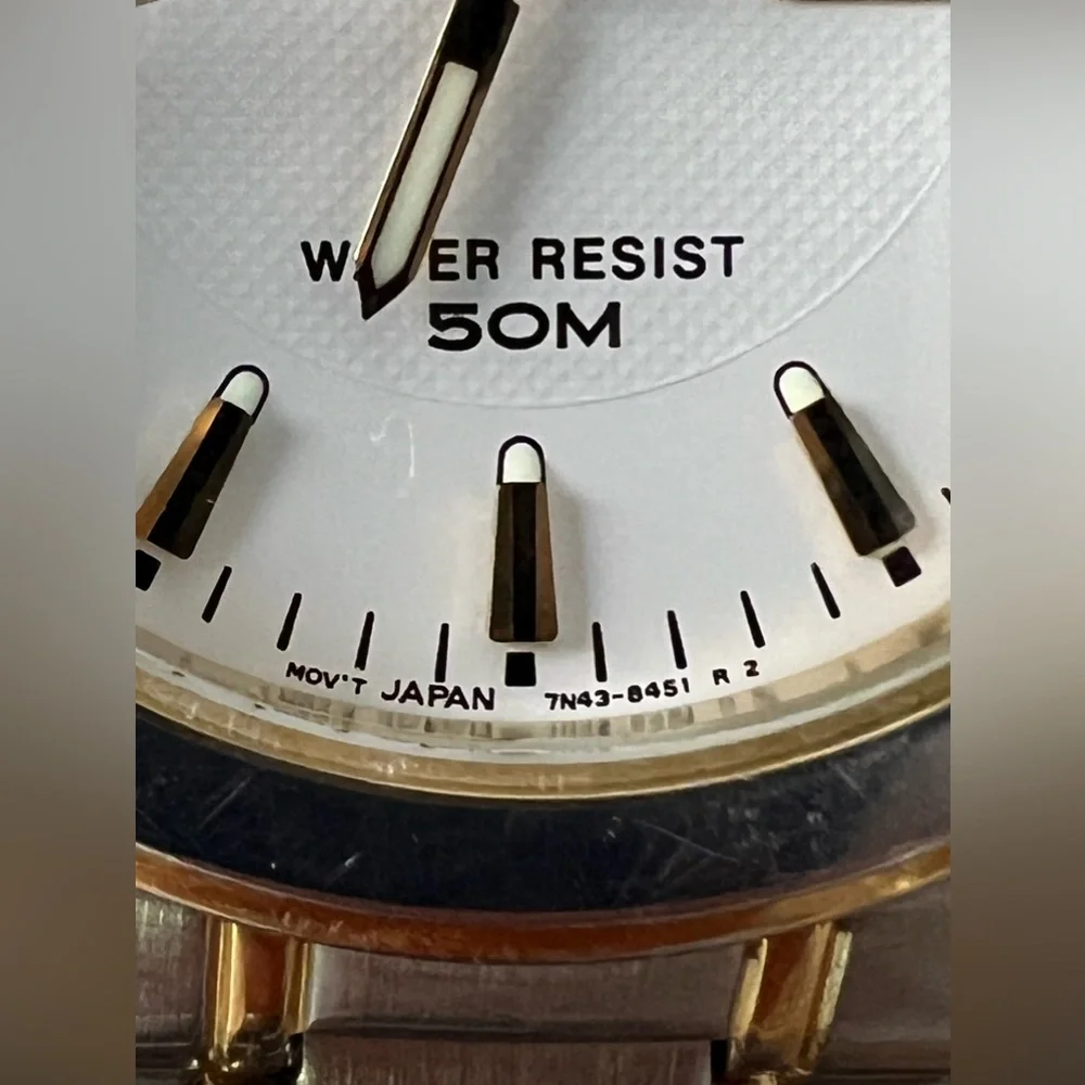Seiko Vintage Men’s Watch White Dial Date Window Two-Tone Bracelet New Crystal